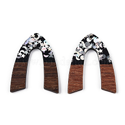 Opaque Resin & Walnut Wood Pendants&nbsp;RESI-N039-66C