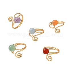 Natural Gemstone Cuff Open Rings&nbsp;RJEW-JR01071