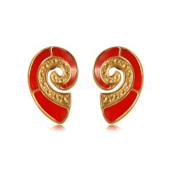 304 Stainless Steel Enamel Conch Stud Earrings&nbsp;EJEW-Z147-02G