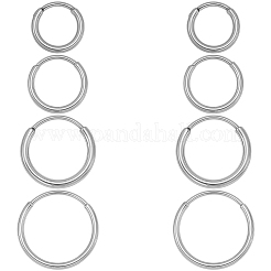 8Pcs 4 Styles Hypoallergenic F136 Implant Grade Pure Titanium Hoop Earrings&nbsp;EJEW-BBC0001-86
