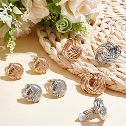 4 Pairs 4 Style Alloy Round Knot Clip-on Earrings for Women&nbsp;EJEW-AN0004-31