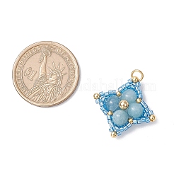 Natural & Synthetic Mixed Gemstone & Glass Seed Beaded Star Pendants&nbsp;PALLOY-MZ00691