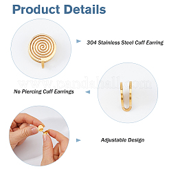 10Pcs 5 Styles 304 Stainless Steel & Brass  Cuff Earrings&nbsp;EJEW-HS0001-44B
