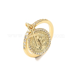 Brass Micro Pave Cubic Zirconia Cuff Rings for Women&nbsp;RJEW-K264-08G