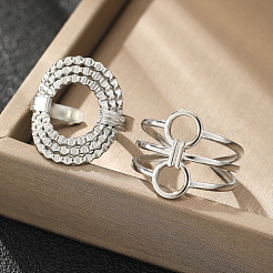 201 Stainless Steel Cuff Rings Sets&nbsp;FS-WGC944F-02