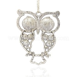 Antique Silver Alloy Rhinestone Owl Large Pendants&nbsp;ALRI-J005-28AS