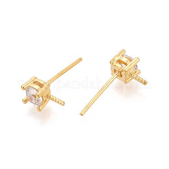 925 Sterling Silver & Clear Cubic Zirconia Stud Earring Findings&nbsp;STER-T008-71G