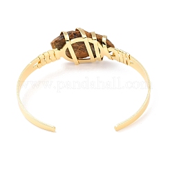 Natural Tiger Eye Horse Eye Beaded Cuff Bangle&nbsp;G-D458-01G-05-RS