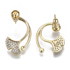 Brass Micro Pave Cubic Zirconia Stud Earring Settings&nbsp;KK-N232-38B-NF