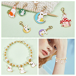 Alloy Enamel with Pearl Rabbit Pendant Stitch Markers&nbsp;HJEW-AB00288