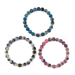8MM Natural Agate(Dyed & Heated) Round Beaded Stretch Bracelets for Women&nbsp;BJEW-JB14480