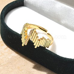 Brass Micro Pave Clear Cubic Zirconia Cuff Finger Rings for Women&nbsp;RJEW-B112-07G