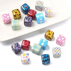 18Pcs 9 Colors Laser & Printed Opaque Acrylic Beads&nbsp;OACR-YW0004-55