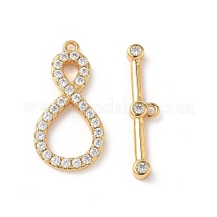 Brass Micro Pave Clear Cubic Zirconia Toggle Clasps&nbsp;KK-D504-06G