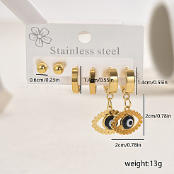 201 Stainless Steel Hollow Evil Eye Pendant Earrings Sets&nbsp;IZ8037