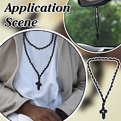 2Pcs 2 Styles Polyester Braided Cord Cross Pendant Prayer Necklaces&nbsp;NJEW-UN0001-87