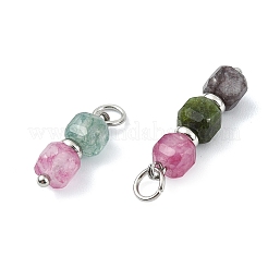 3Pcs 3 Styles Natural Multicolor Tourmaline Beads  Pendants&nbsp;PALLOY-JF05292-02