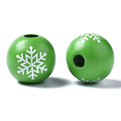Painted Natural Wood European Beads&nbsp;WOOD-S057-040