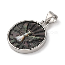 Natural Black Lip Shell Carved Moth Pendants&nbsp;KK-D537-04P-03