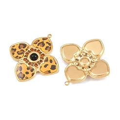 304 Stainless Steel & Resin & Natural Obsidian & Rhinestone Pendants&nbsp;STAS-G394-13G-01