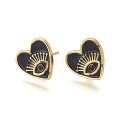 Brass Enamel Stud Earrings&nbsp;EJEW-L224-42G