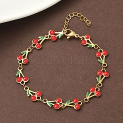 304 Stainless Steel Enamel Link Bracelets for Women&nbsp;BJEW-K226-16G