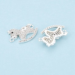 Brass Micro Pave Clear and Black Cubic Zirconia Connector Charms&nbsp;KK-N288-14S