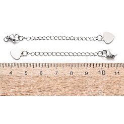 304 Stainless Steel Chain Extender with Heart Charms&nbsp;STAS-G383-03P