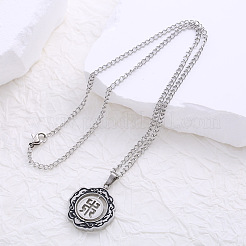 304 Stainless Steel Enamel Hollow Flower Pendant Necklaces for Unisex&nbsp;SQ1513