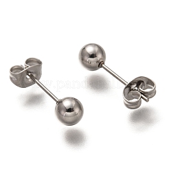 Non-Tarnish 304 Stainless Steel Ball Stud Earrings&nbsp;STAS-H136-07B-P