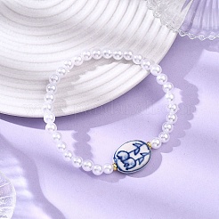 ABS Plastic Imitation Pearl & Handmade Porcelain Beads Bracelets&nbsp;BJEW-JB12837