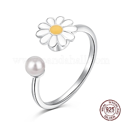 Rhodium Plated 925 Sterling Silver Open Finger Rings&nbsp;RJEW-A019-50P