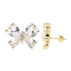 Butterfly Brass Clear Cubic Zirconia Stud Earrings for Women&nbsp;EJEW-A162-02G
