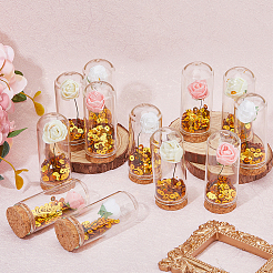 Clear Glass Dome Cover Decorative with Foam Artificial Rose Bouquet inside&nbsp;AJEW-FH00007