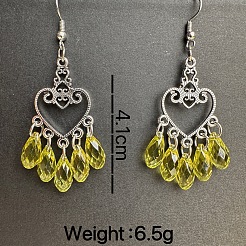 Vintage Heart with Teardrop Alloy Chandelier Earrings&nbsp;RJ4160
