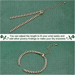 8Pcs Two Tone Handmade Brass Curb Chain Bracelet Makings&nbsp;KK-NB0002-63