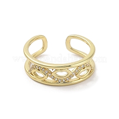 Brass Pave Cubic Zirconia Open Cuff Rings&nbsp;RJEW-M170-03G