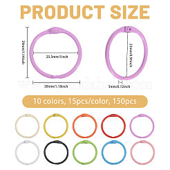 150Pcs 10 Colors Baking Paint Iron Loose Leaf Book Binder Hinged Rings&nbsp;AJEW-CA0005-36
