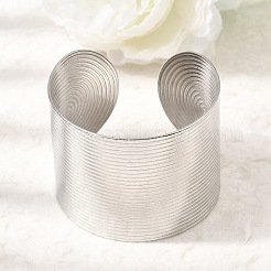 40MM 304 Stainless Steel Stripe Textured Wide Cuff Bangles for Women&nbsp;SA-CBAB767-34P