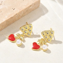 Brass Micro Pave Cubic Zirconia Stud Dangle Earrings for Women&nbsp;EJEW-A167-31G