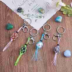 4Pcs  4 Colors Macrame Fringe Braided Keychain&nbsp;AJEW-SW00014-02