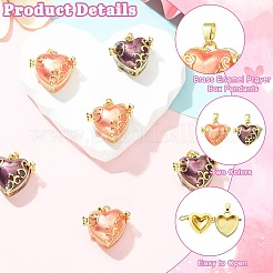 6Pcs 2 Colors Brass Enamel Prayer Box Pendants&nbsp;KK-CJ0005-80