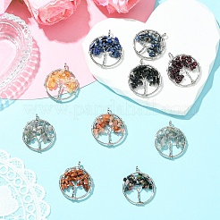5Pcs Mixed Gemstone Chip Pendants&nbsp;G-YW0002-46