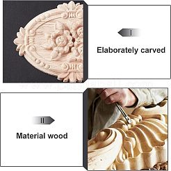 5Pcs Rubber Wood Carved Onlay Applique Craft&nbsp;WOOD-FH0001-85