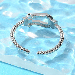 Brass Micro Pave Clear Cubic Zirconia Open Cuff Rings for Women&nbsp;RJEW-R005-06P