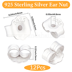 6 Pairs 925 Sterling Silver Friction Ear Nuts&nbsp;STER-BBC0009-59