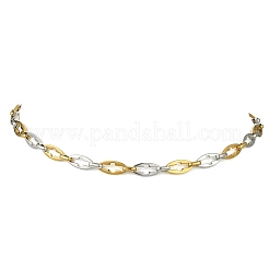 Two Tone 304 Stainless Steel Hollow Oval with Cross Link Chain Necklaces&nbsp;NJEW-JN06137