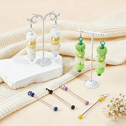 7 Pairs 7 Styles Brass with Iron Bar Beadable Hoop Earring Findings&nbsp;EJEW-NB00001