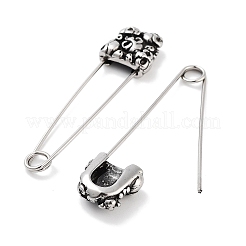 Halloween Skull 316 Surgical Stainless Steel Safety Pin Hoop Earrings for Women&nbsp;EJEW-Z050-30AS