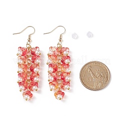 Trumpet Flower Shape Glass & Imitation Pearl Beaded Dangle Earrings&nbsp;EJEW-JE05100-01